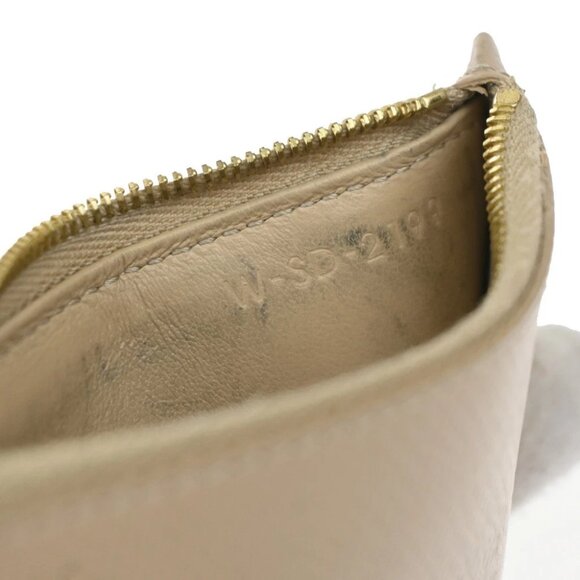 CELINE Logo Fragment Card Coin Case Wallet Leather Beige Gold Italy 60KB230 - Picture 13 of 13